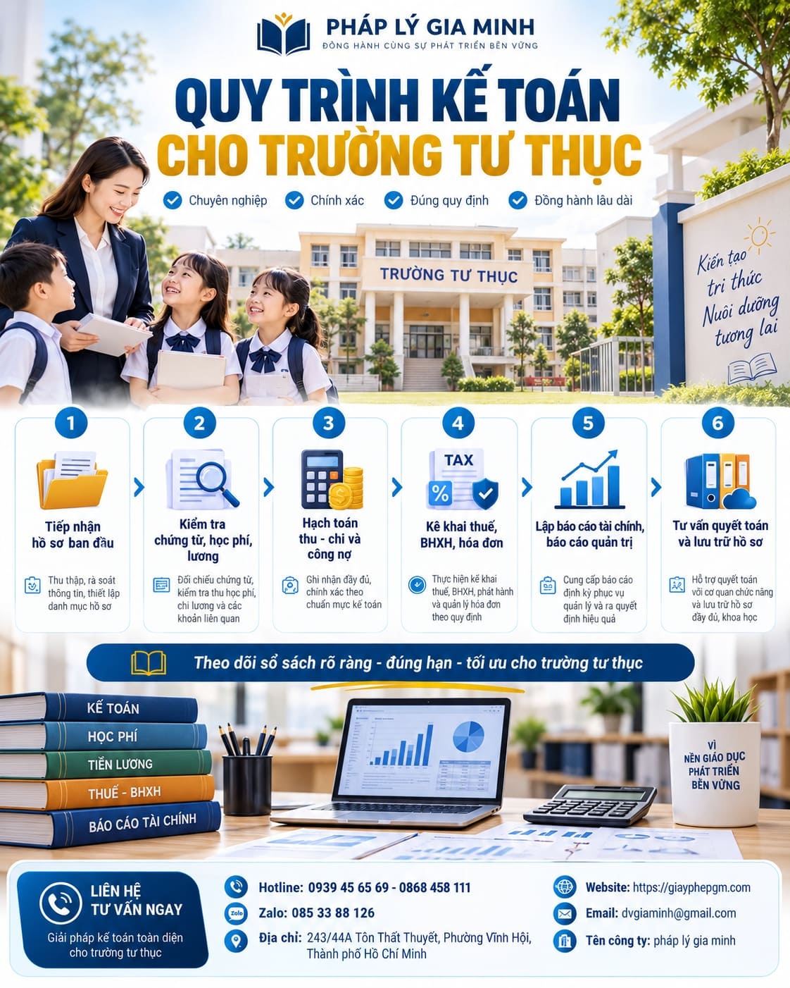 Công việc kế toán tại trường tư thục