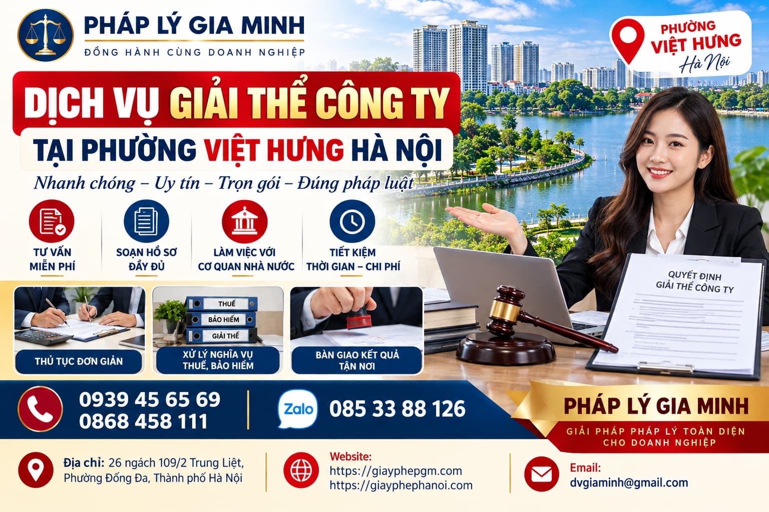 Dịch vụ giải thể công ty tại phường Việt Hưng Hà Nội