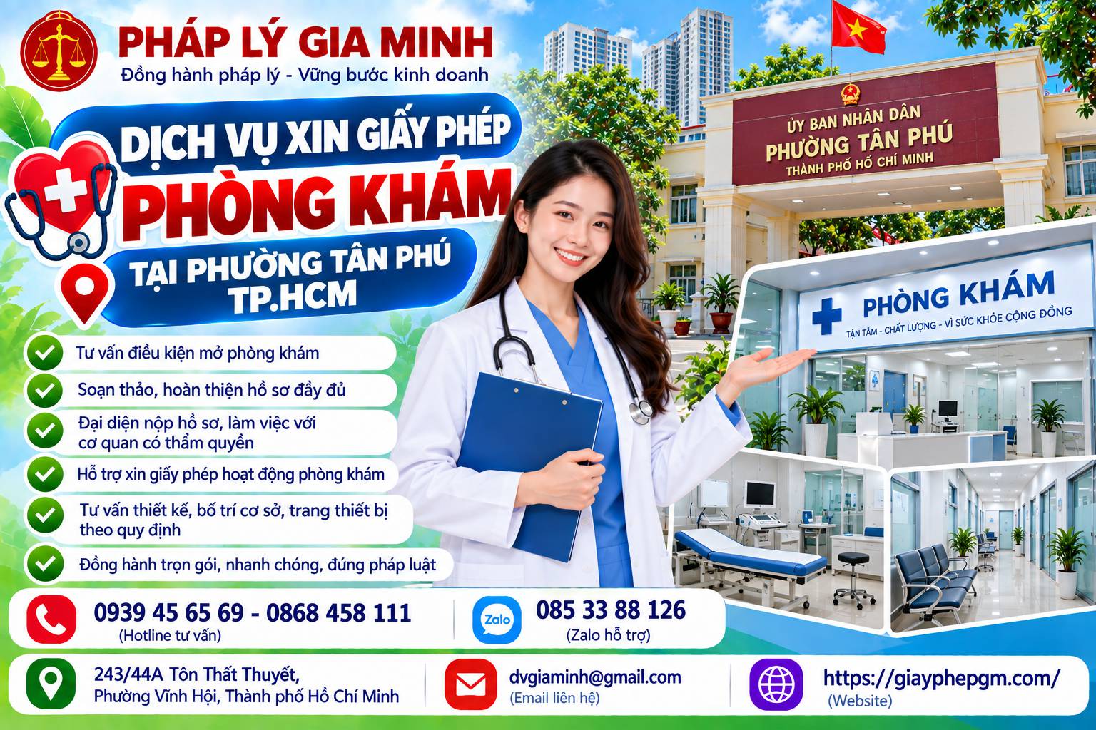 Dịch vụ xin giấy phép phòng khám tại phường Tân Phú TPHCM