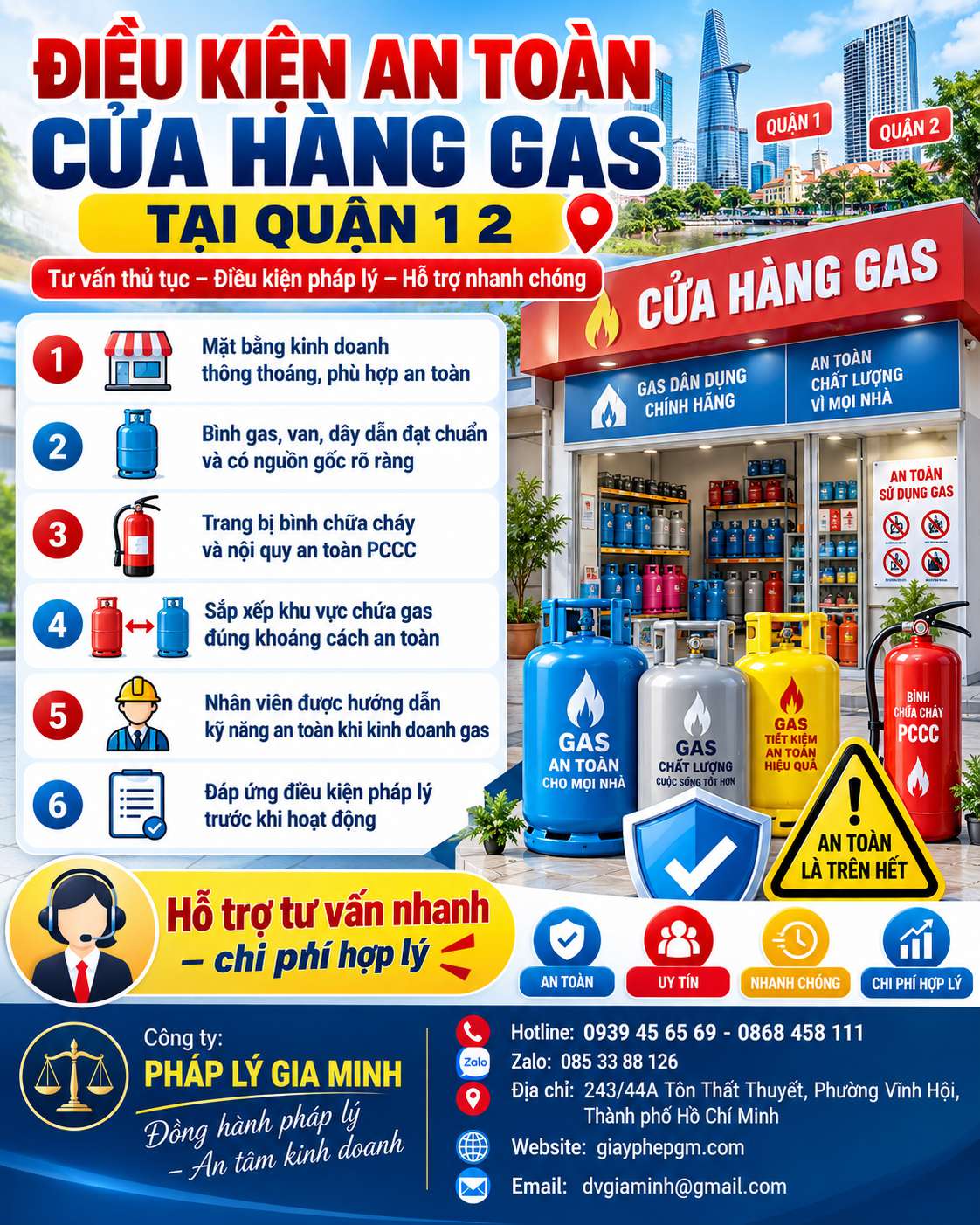 Điều kiện an toàn cửa hàng gas tại quận 1 2