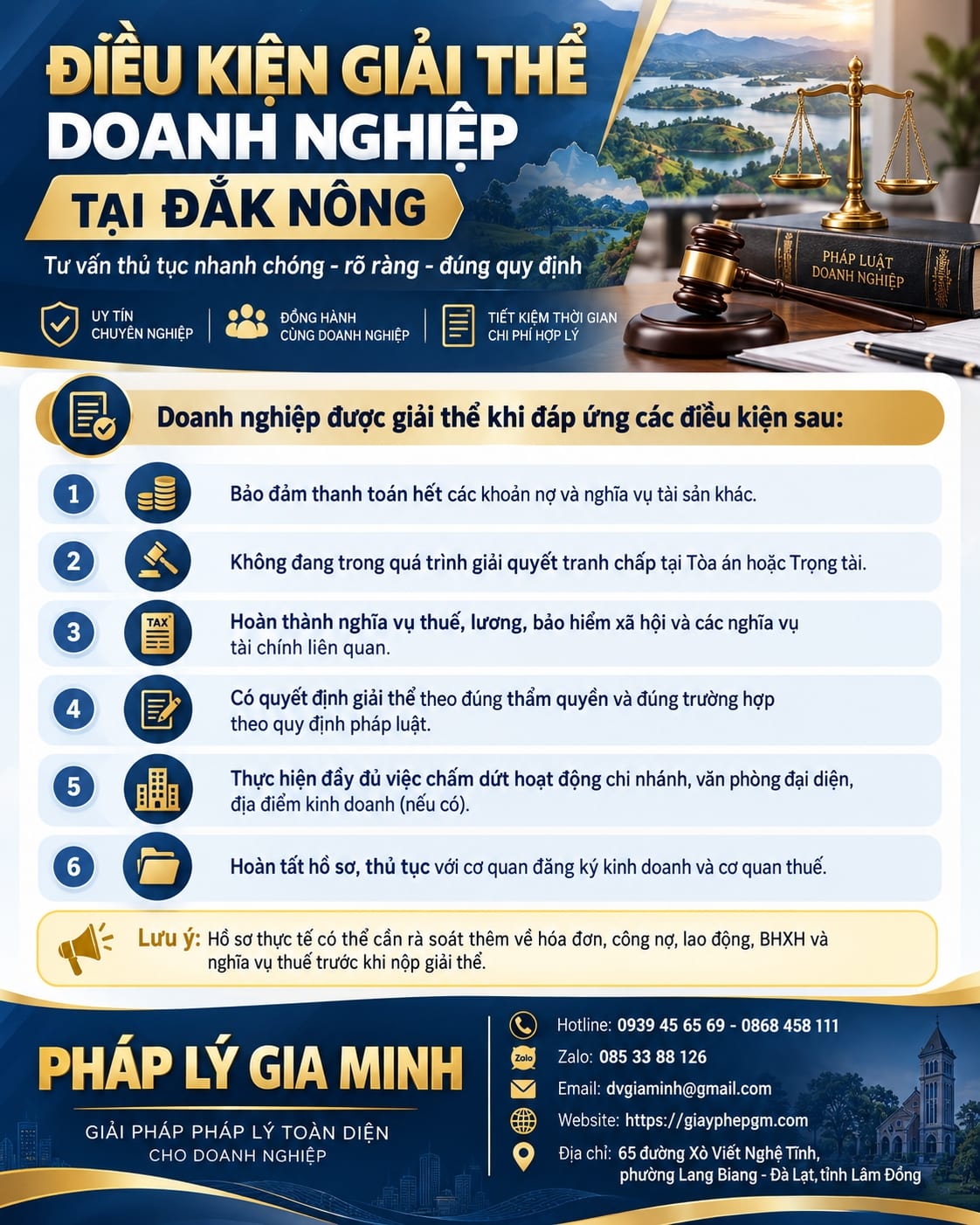 Điều kiện giải thể doanh nghiệp tại Đắk Nông