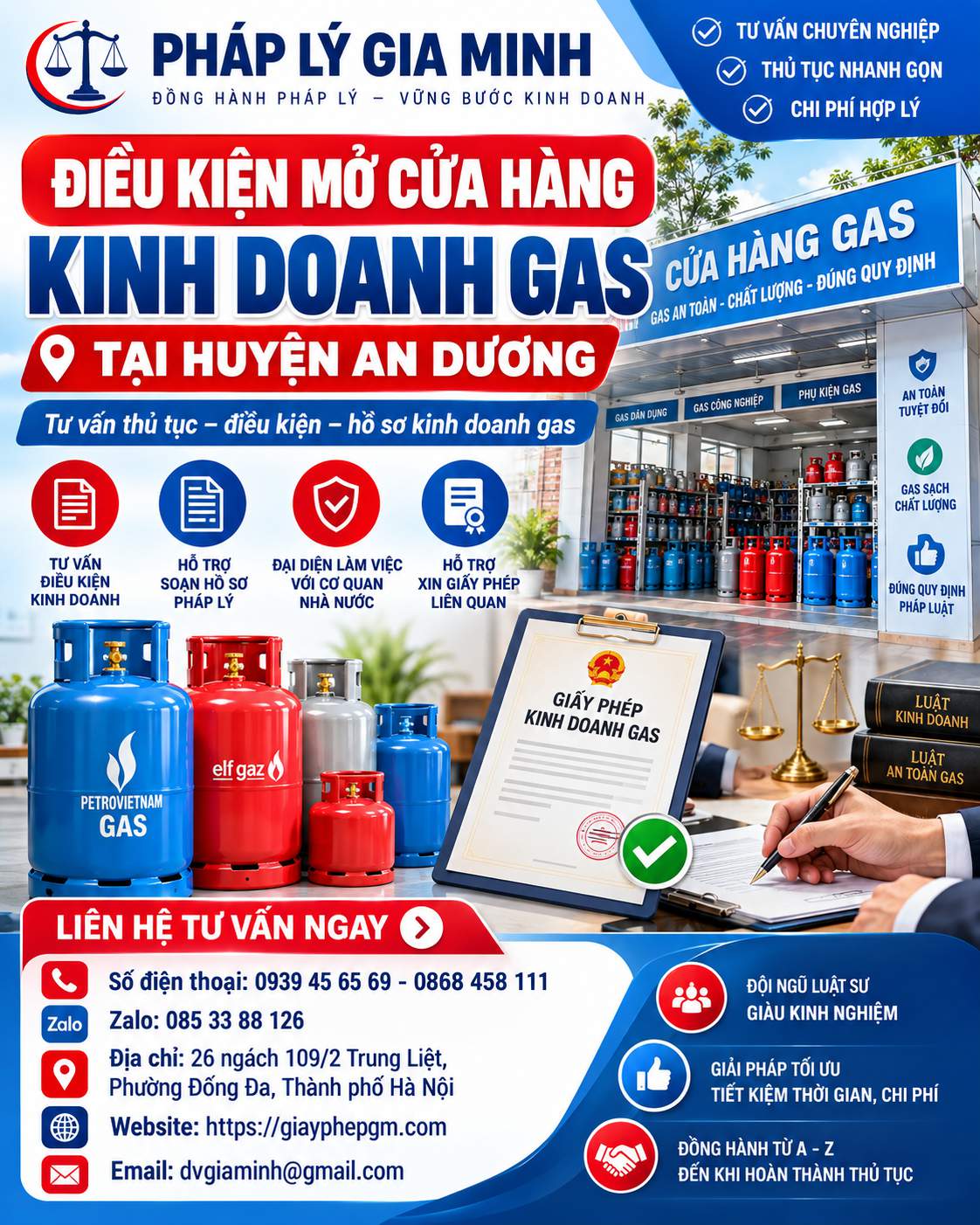 Điều kiện mở cửa hàng kinh doanh gas tại huyện An Dương