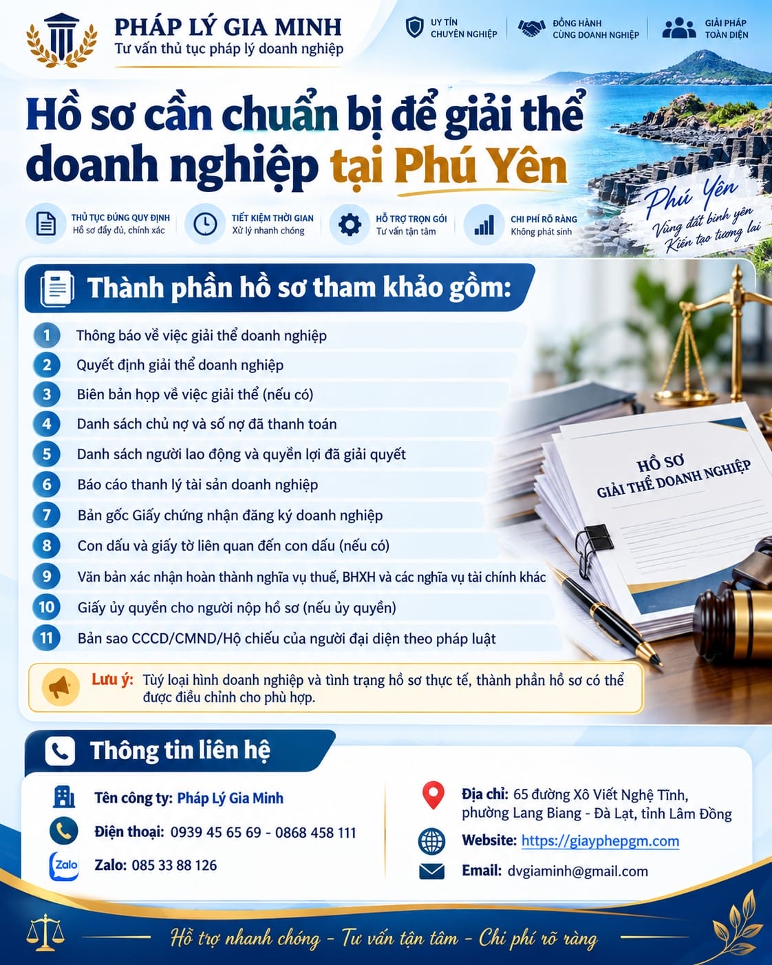 Hồ sơ cần chuẩn bị để giải thể doanh nghiệp tại Phú Yên