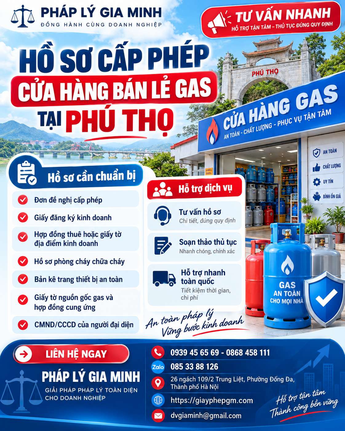 Hồ sơ cấp phép cửa hàng bán lẻ gas tại Phú Thọ