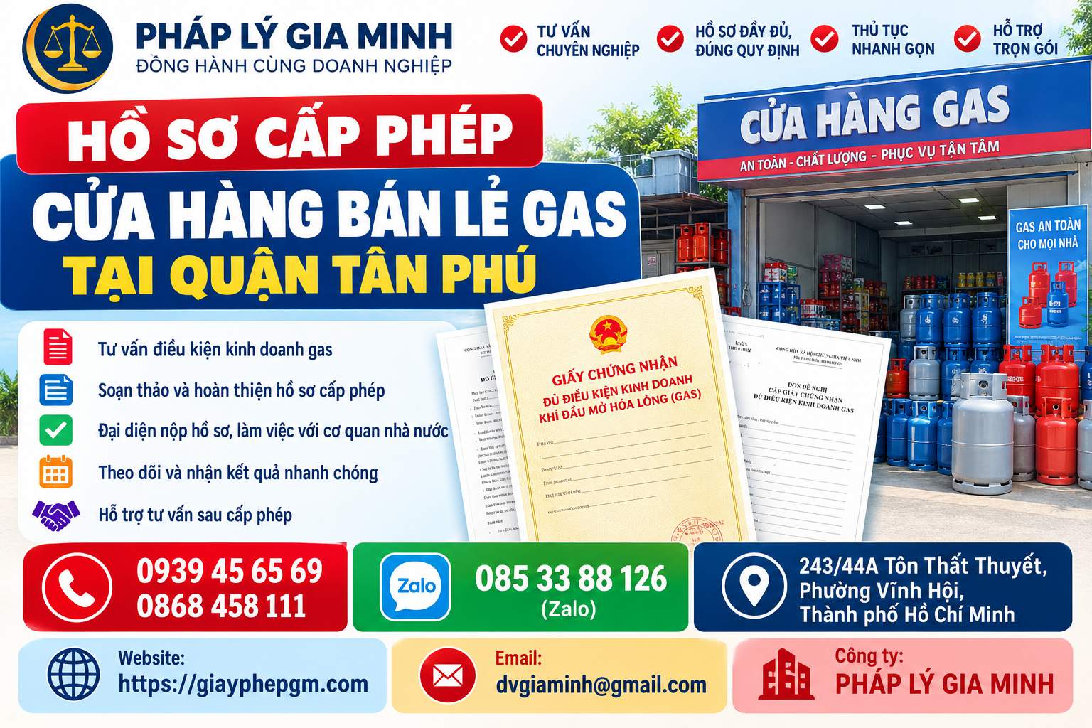Hồ sơ cấp phép cửa hàng bán lẻ gas tại quận Tân Phú
