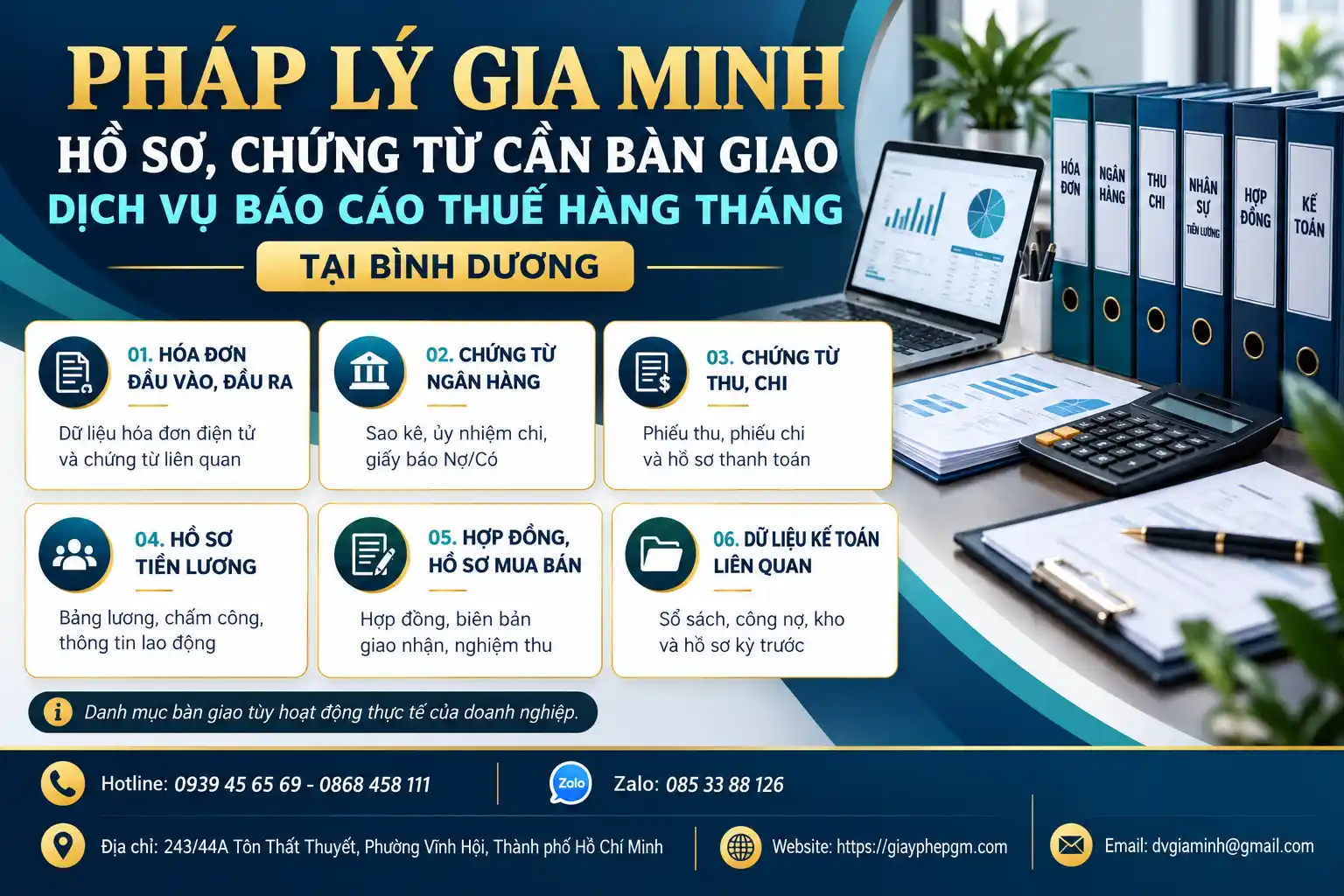 Hồ Sơ Chứng Từ Báo Cáo Thuế Hàng Tháng Tại Bình Dương