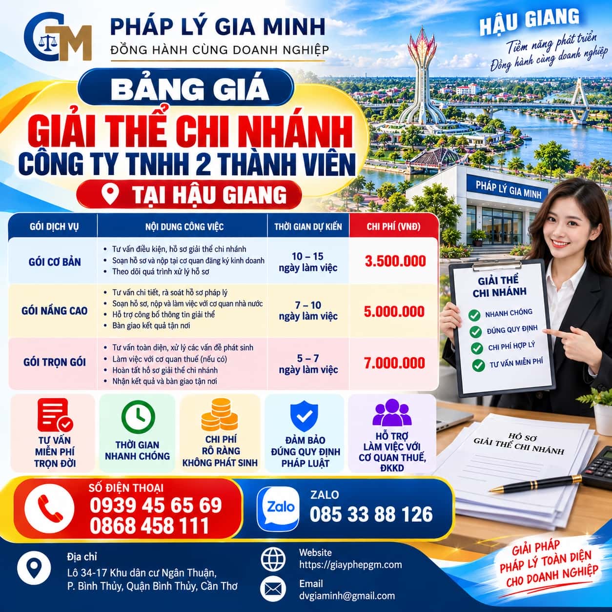 Hồ sơ giải thể chi nhánh công ty TNHH 2 thành viên ở Hậu Giang