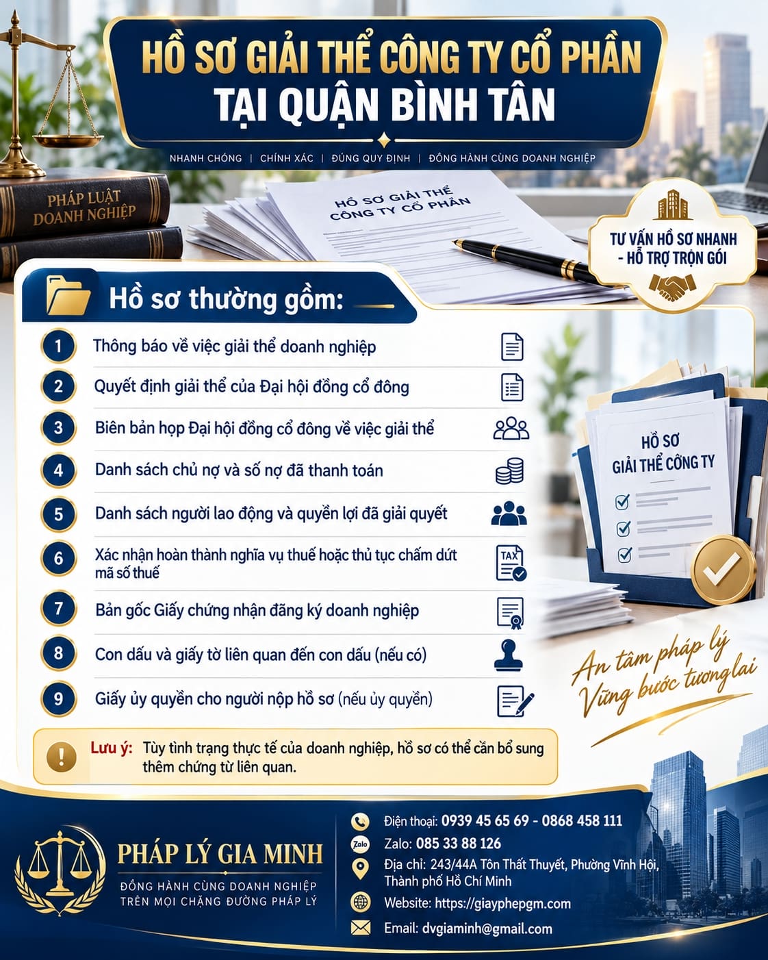 Hồ sơ giải thể công ty cổ phần tại quận Bình Tân