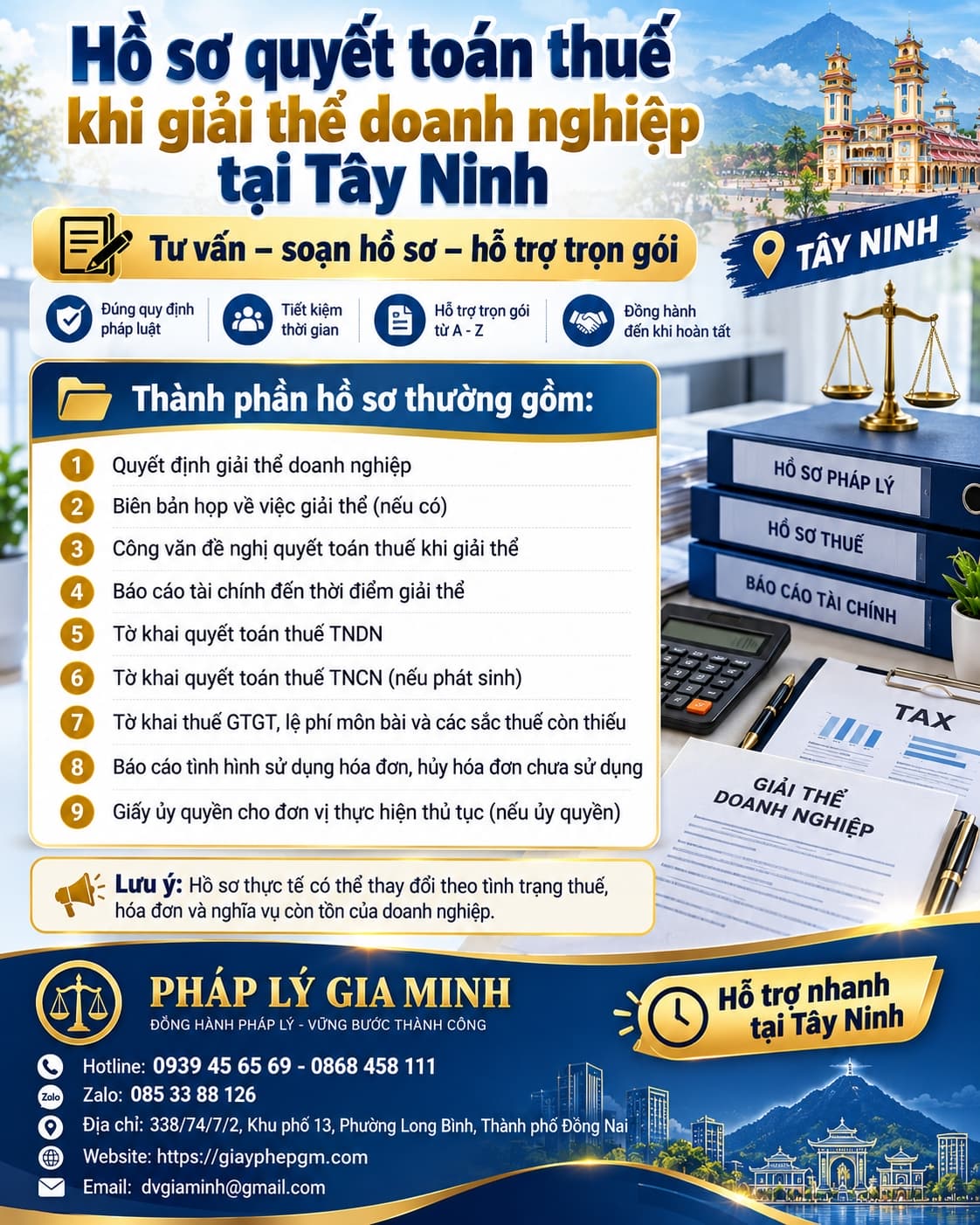 Hồ sơ quyết toán thuế khi giải thể doanh nghiệp tại Tây Ninh