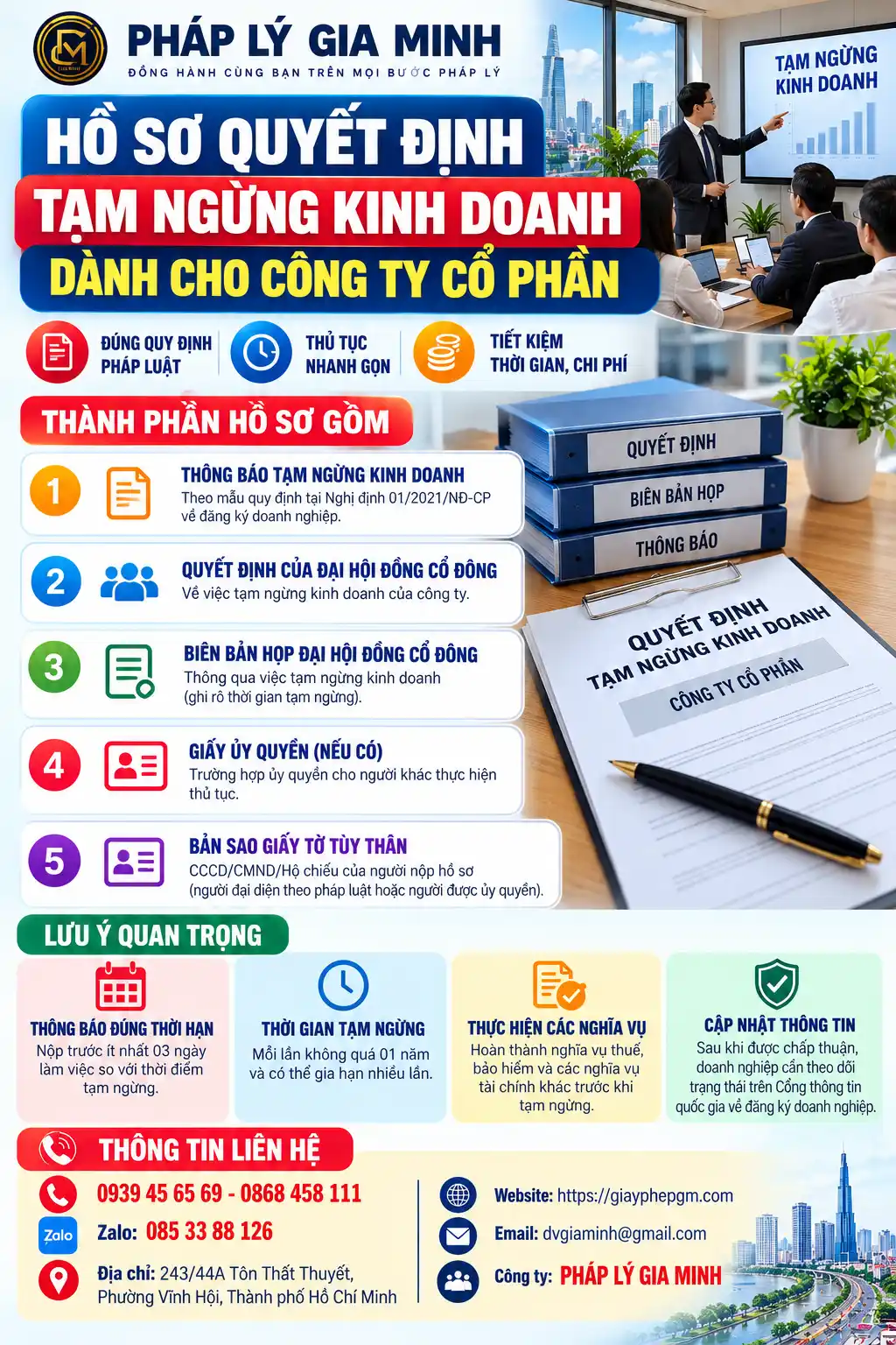 Hồ Sơ Tạm Ngừng Kinh Doanh Công Ty Cổ Phần