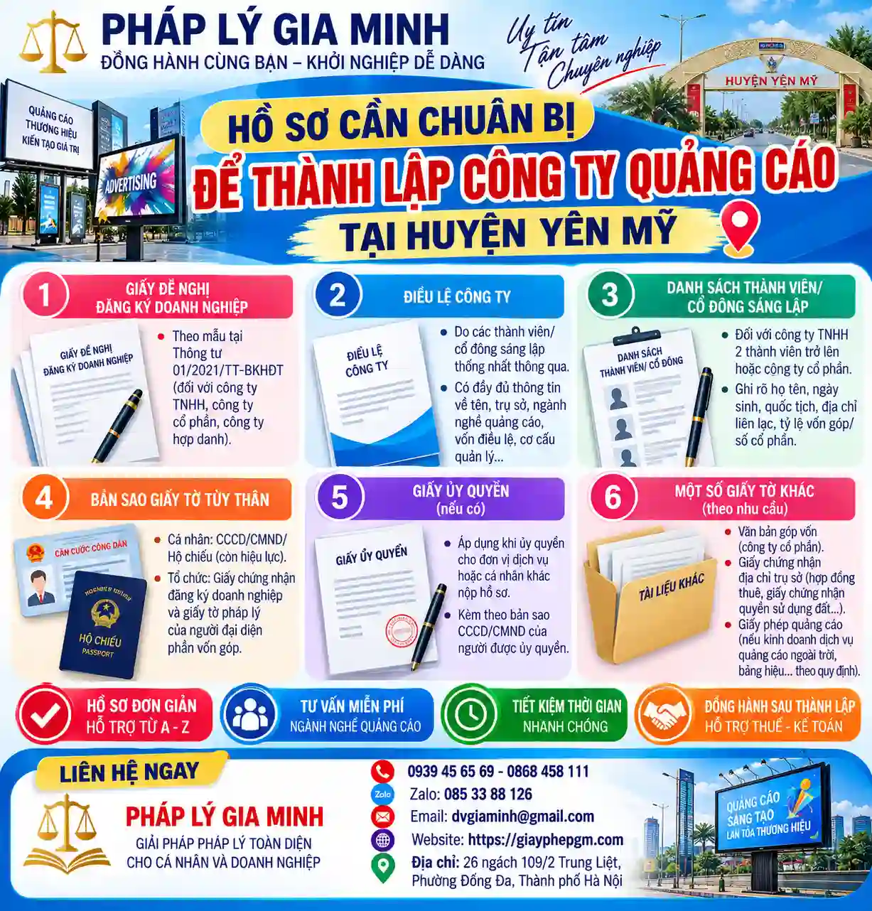 Hồ sơ thành lập công ty quảng cáo tại Yên Mỹ