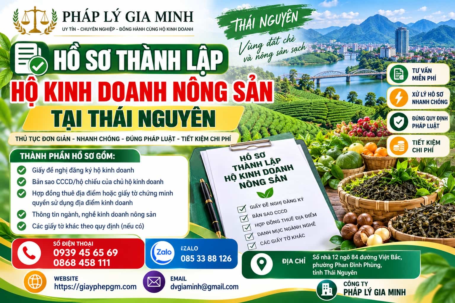 Hồ sơ thành lập hộ kinh doanh nông sản tại Thái Nguyên