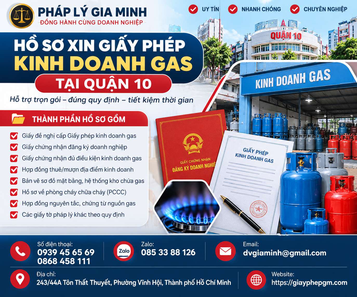 Hồ sơ xin giấy phép kinh doanh gas tại quận 10