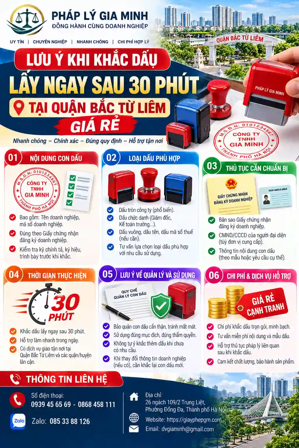 Lưu ý khi khắc dấu lấy sau 30 phút, giá rẻ tại Bắc Từ Liêm