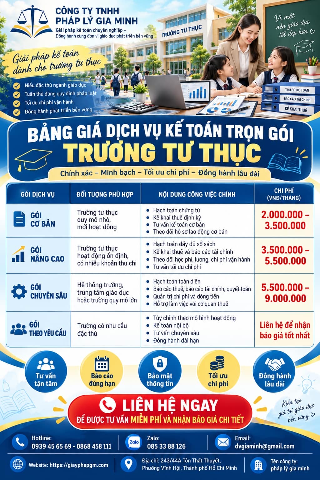 Quy trình kế toán cho trường tư thục