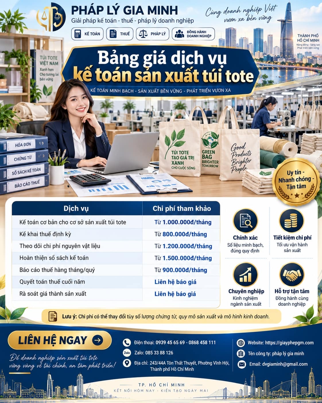 Quy trình kế toán sản xuất túi tote