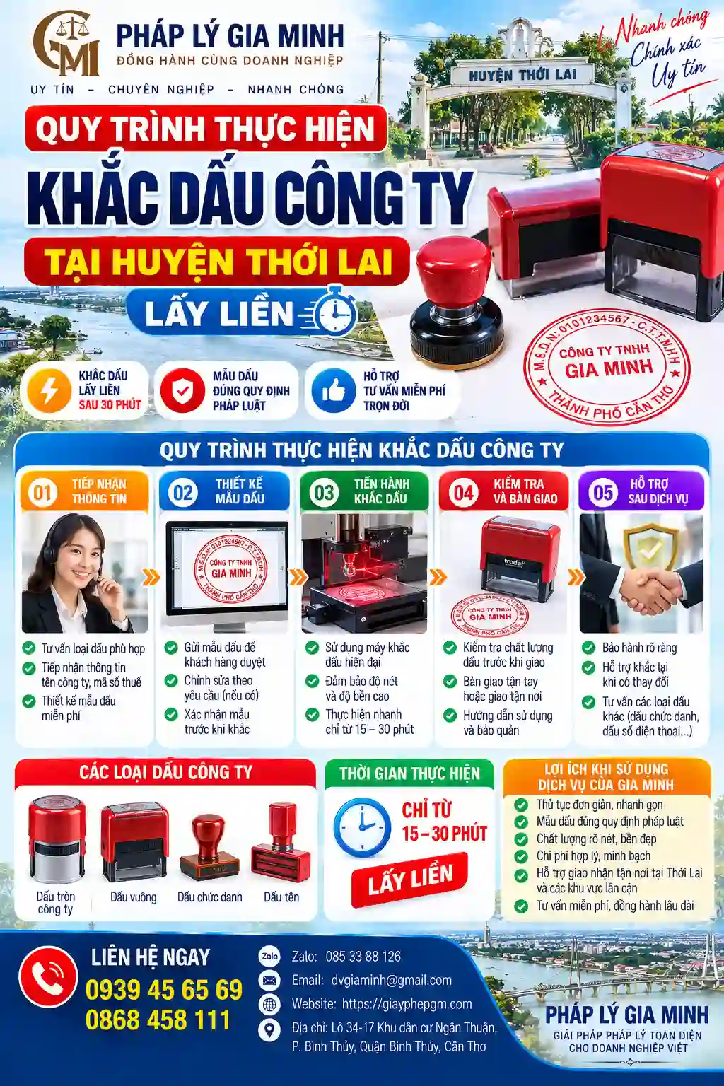 Quy trình khắc dấu công ty lấy liền tại Thới Lai