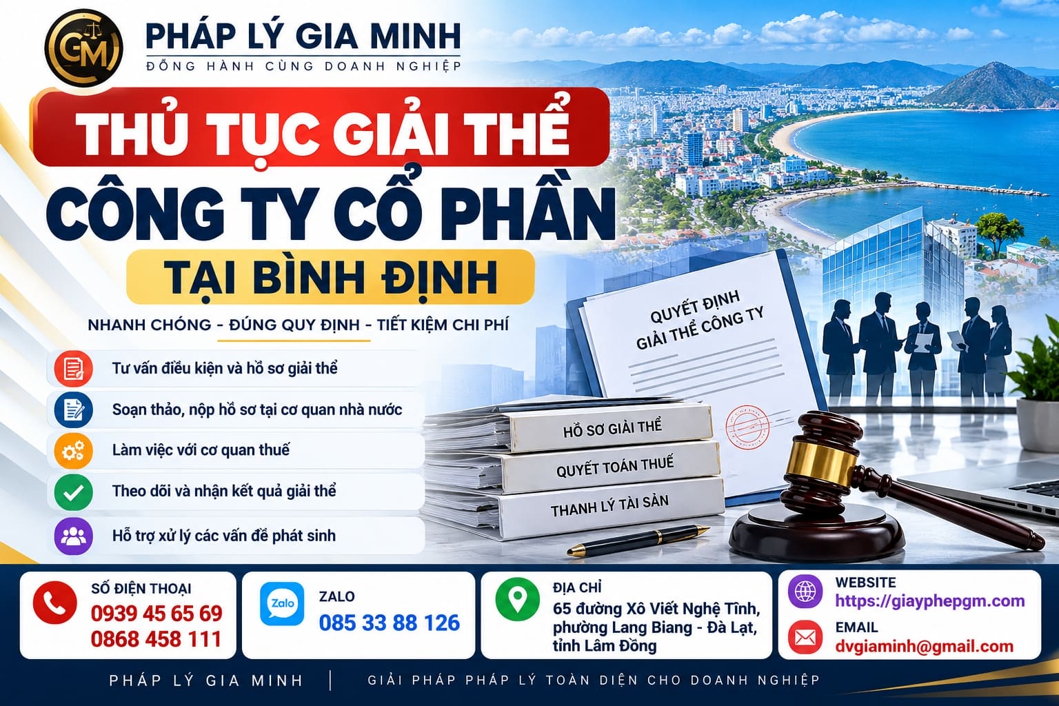 Thủ tục giải thể công ty cổ phần tại Bình Định