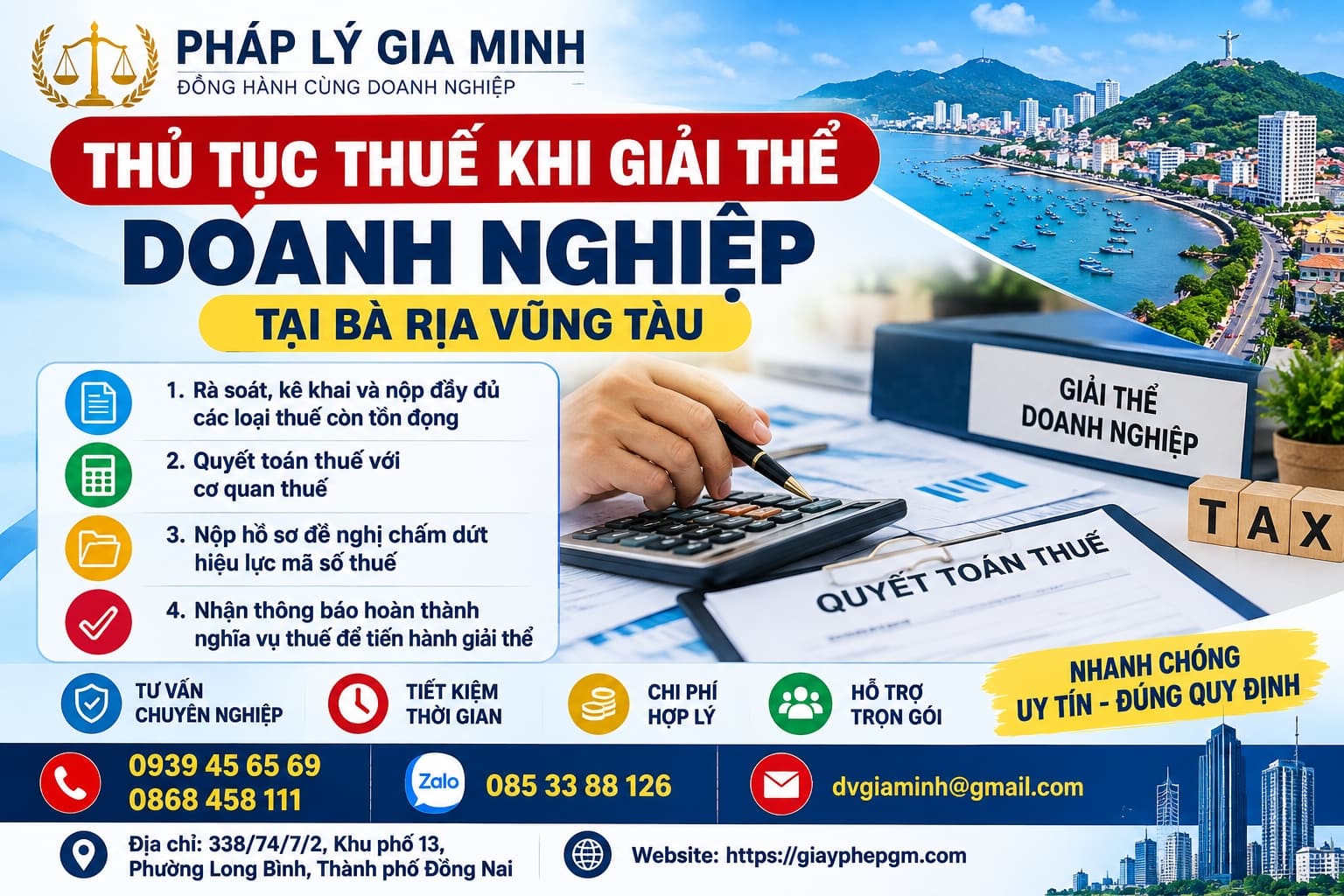 Thủ tục giải thể công ty doanh nghiệp tại Bà Rịa Vũng Tàu 5 Thủ tục thuế khi giải thể doanh nghiệp tại Bà Rịa Vũng Tàu