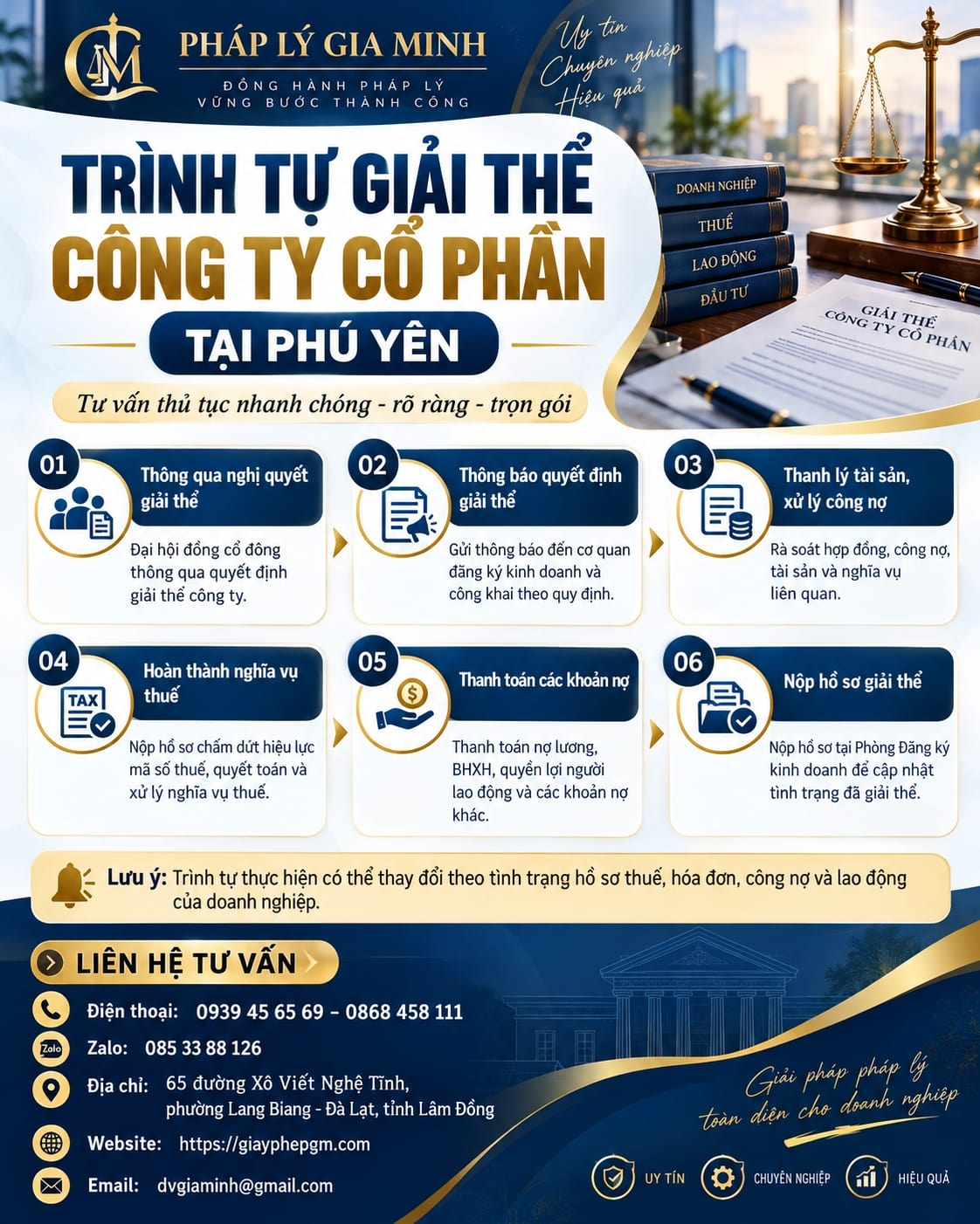 Trình tự giải thể công ty cổ phần tại Phú Yên